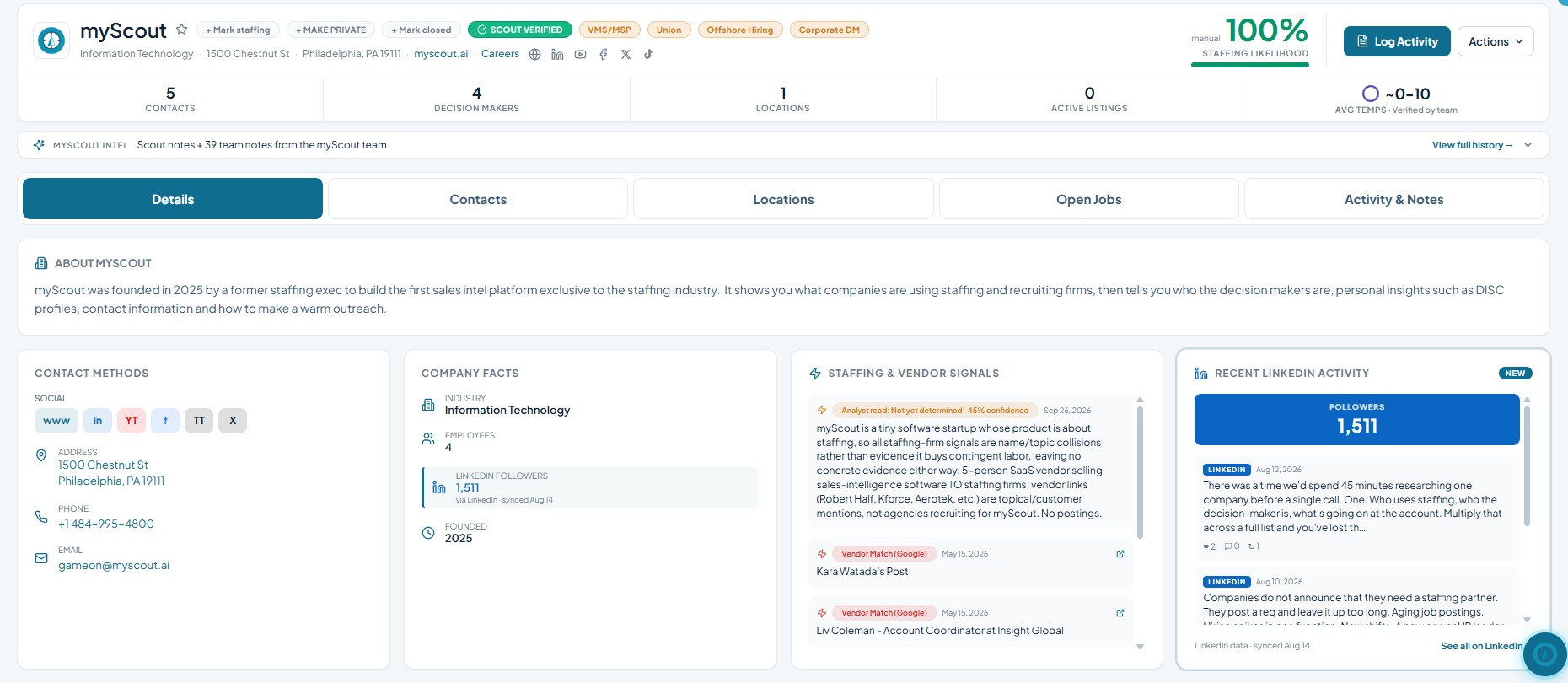 myScout company page
